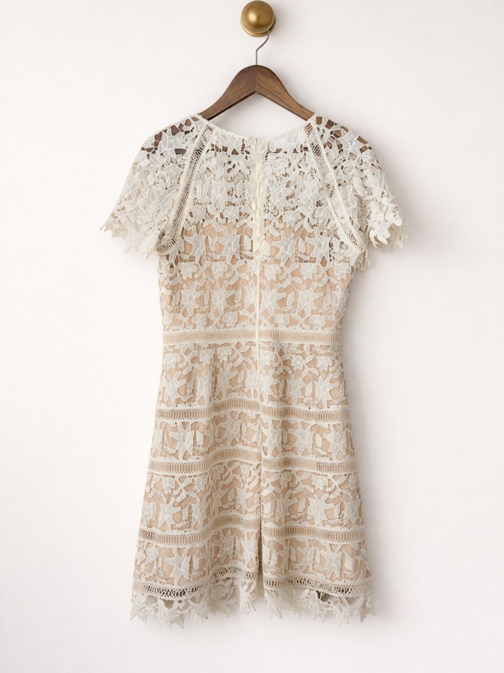 Eliza J White Lace Crochet Dress Size 8 Boho Bridal Shower Graduation Mini - Picture 2 of 5